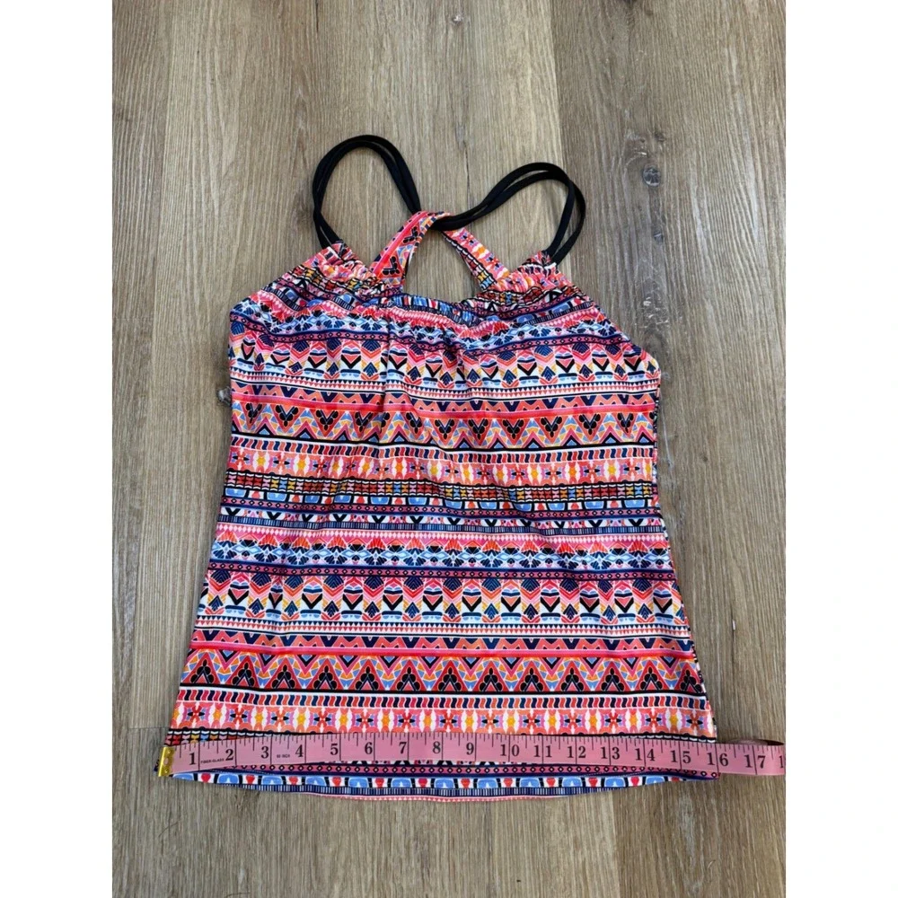 Next Tankini Top Women 32B/C Multi-Color‎ Geometric Tribal Racerback